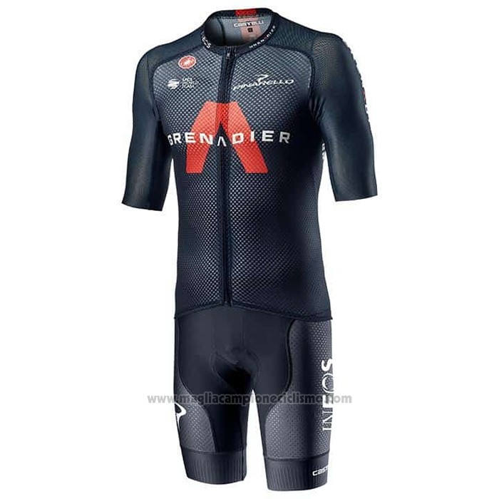 2021 Abbigliamento Ciclismo Ineos Grenadiers Spento Blu Manica Corta e Salopette